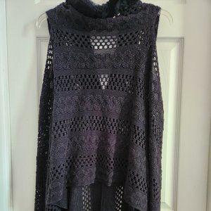 Vintage Faux Fur Collar Knit/Crochet Vest